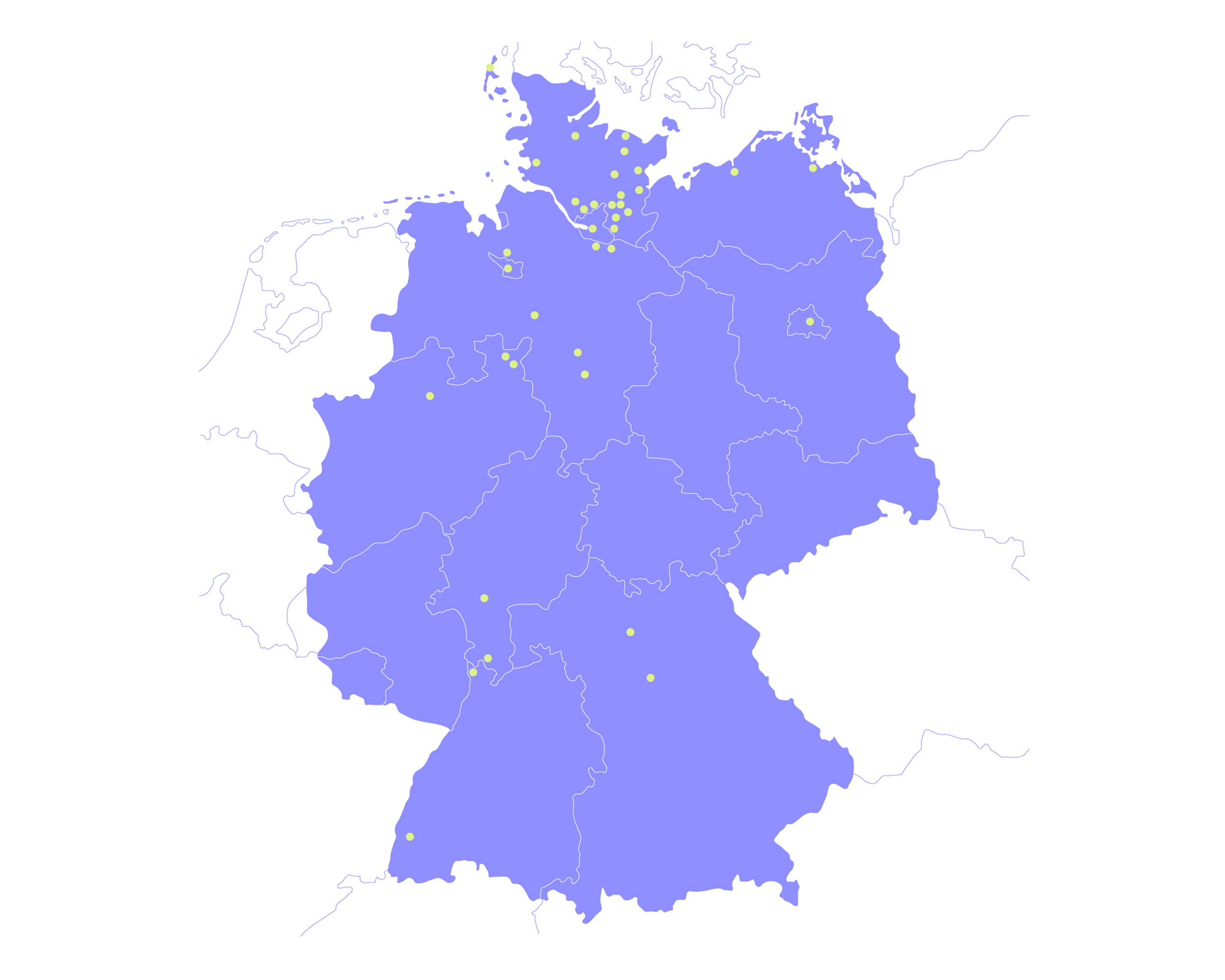 Deutschlandkarte mit Verortung der Trapez-Projekte